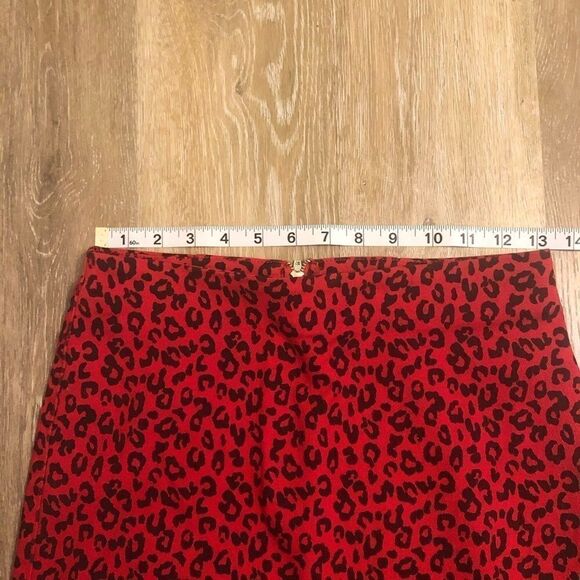 Forever 21 red Leopard cheetah animal print mini denim jean skirt -S - Picture 5 of 7